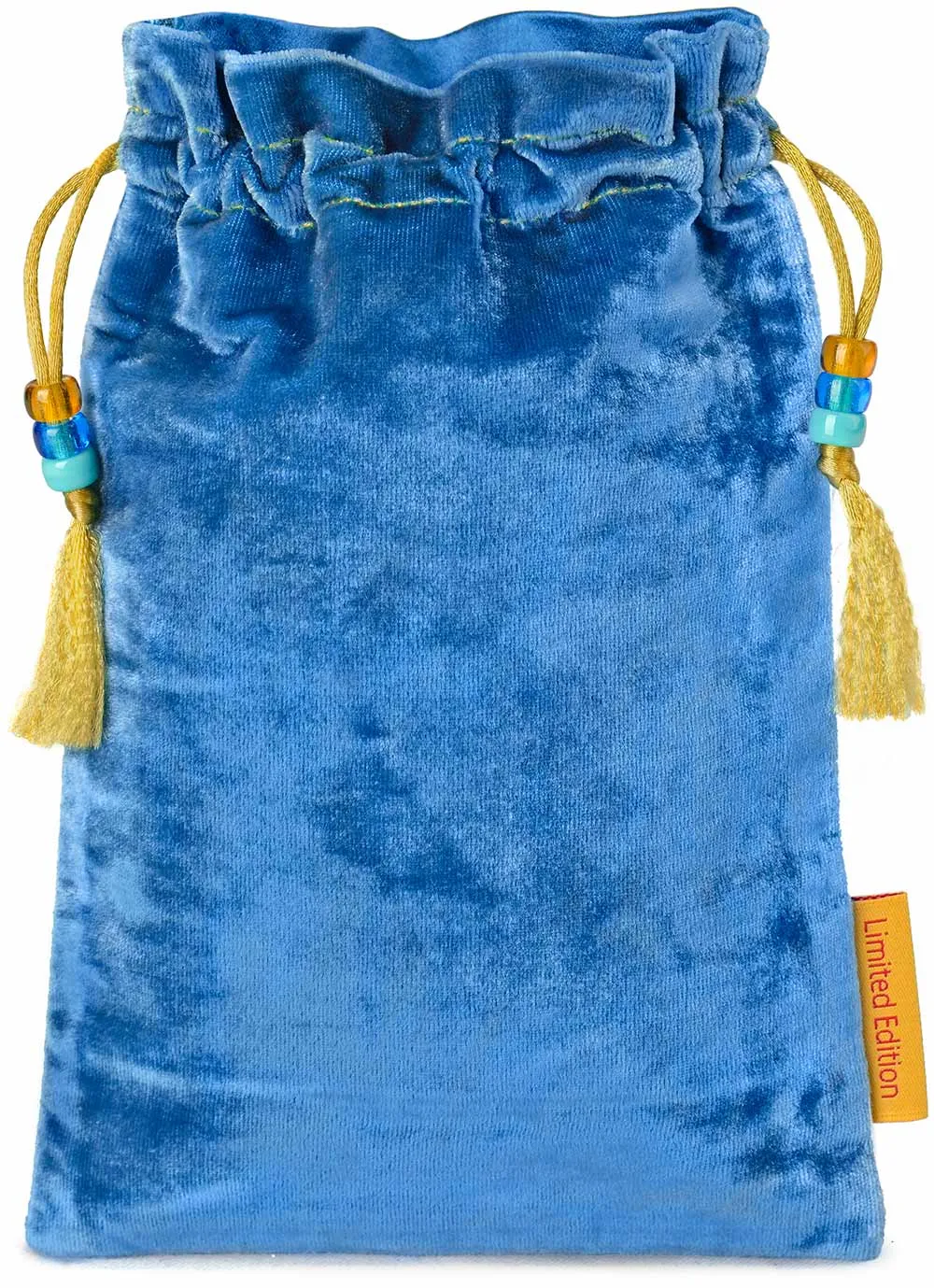 Victorian Romantic Tarot - embroidered drawstring bag in sky-blue silk velvet