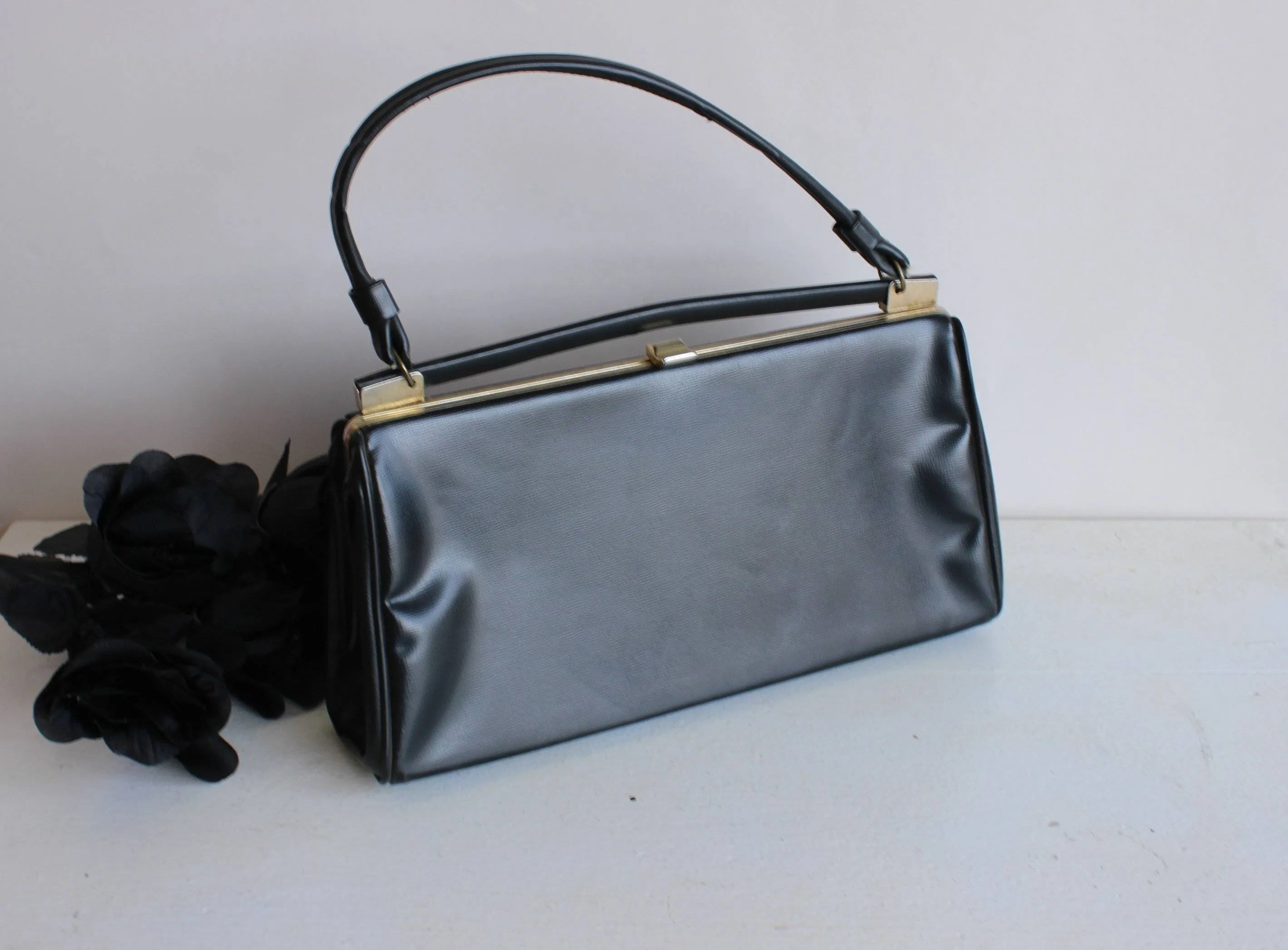 Vintage 1960s Black Honey Bag Purse