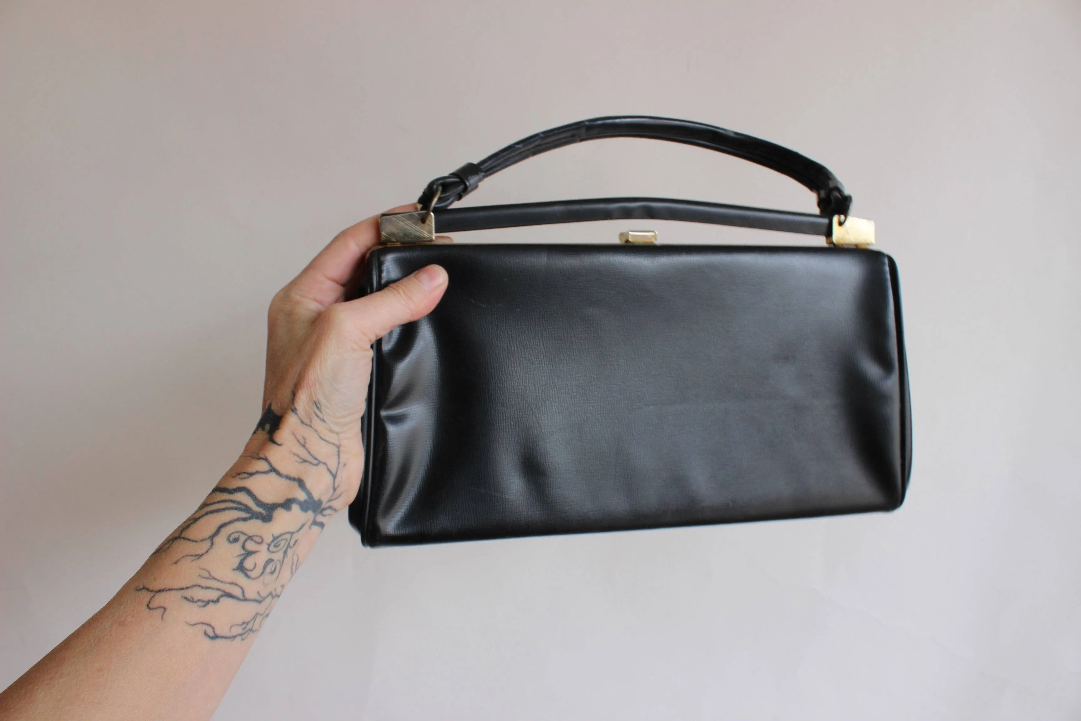 Vintage 1960s Black Honey Bag Purse