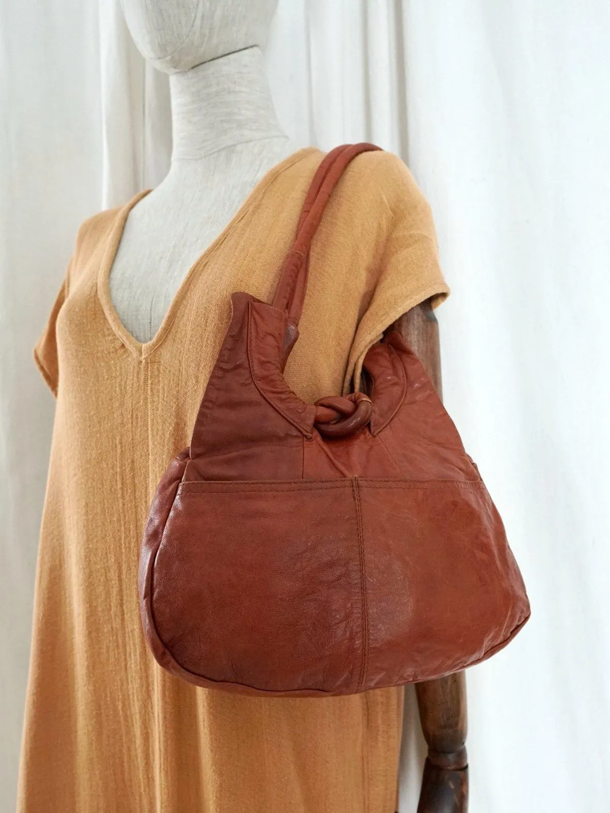 Vintage Cinnamon Hobo Leather Bag