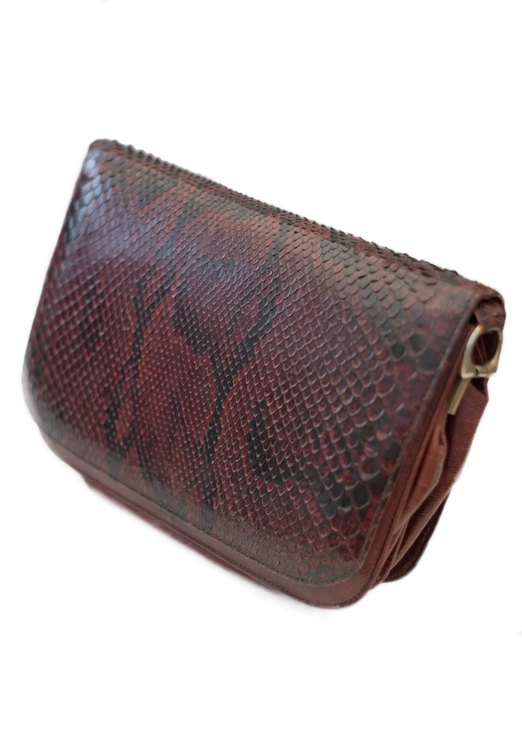 Vintage Python Snakeskin Crossbody Shoulder Clutch Bag