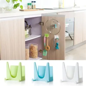 Wall Housekeeper Plastic Kitchen Pot Pan Cover Shell Cover Sucker Tool Bracket Storage Organizer Rack Hanger Storage Rack Holder