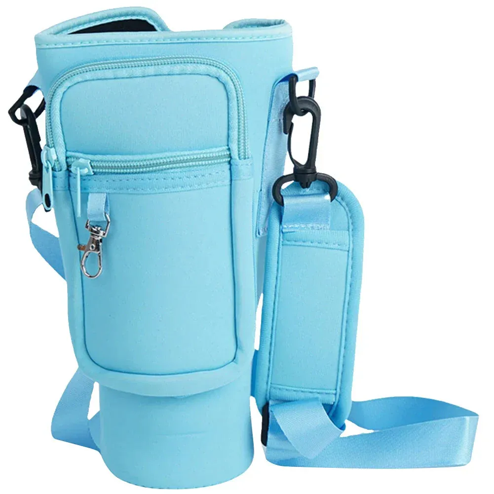 Water Bottle Bag Holder - Portable Travel Pouch with Adjustable Strap