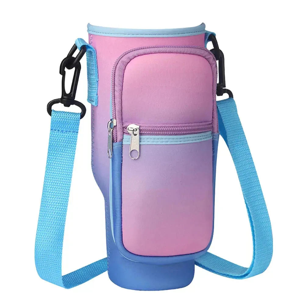 Water Bottle Bag Holder - Portable Travel Pouch with Adjustable Strap