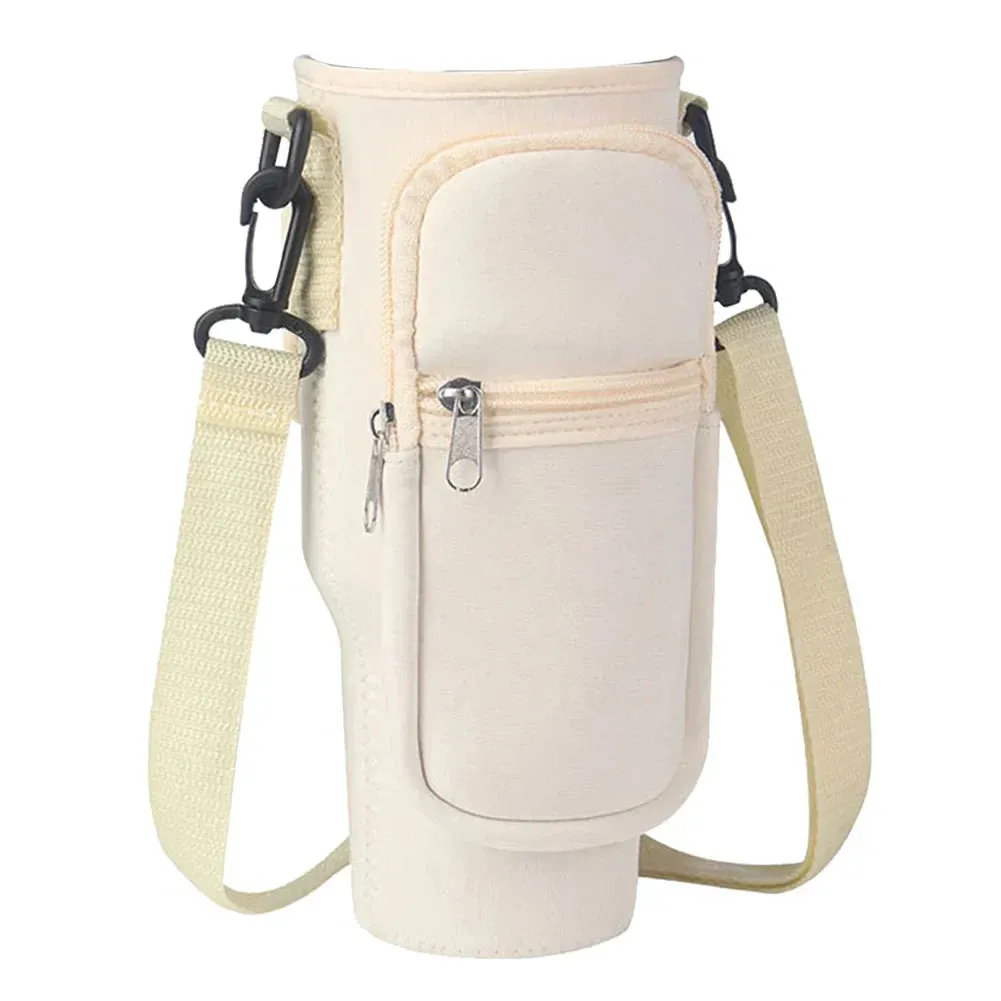 Water Bottle Bag Holder - Portable Travel Pouch with Adjustable Strap