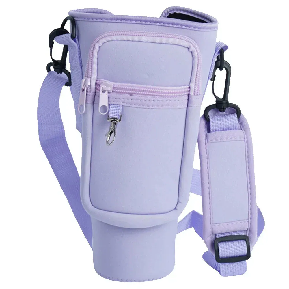 Water Bottle Bag Holder - Portable Travel Pouch with Adjustable Strap