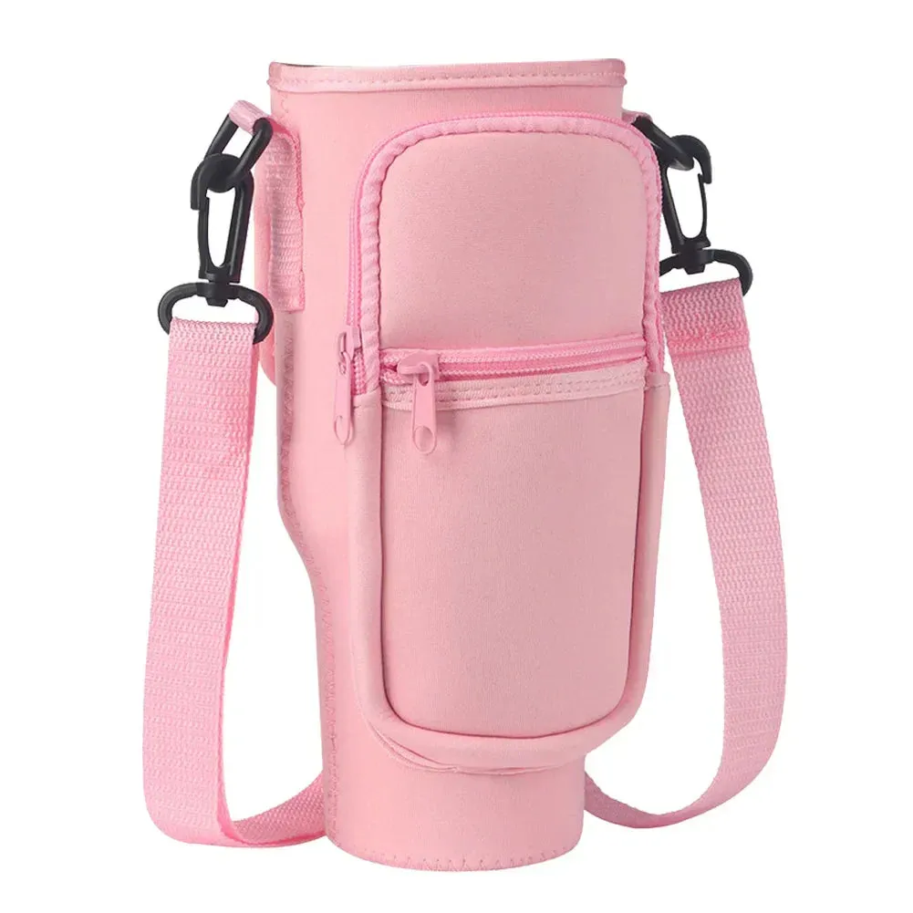 Water Bottle Bag Holder - Portable Travel Pouch with Adjustable Strap