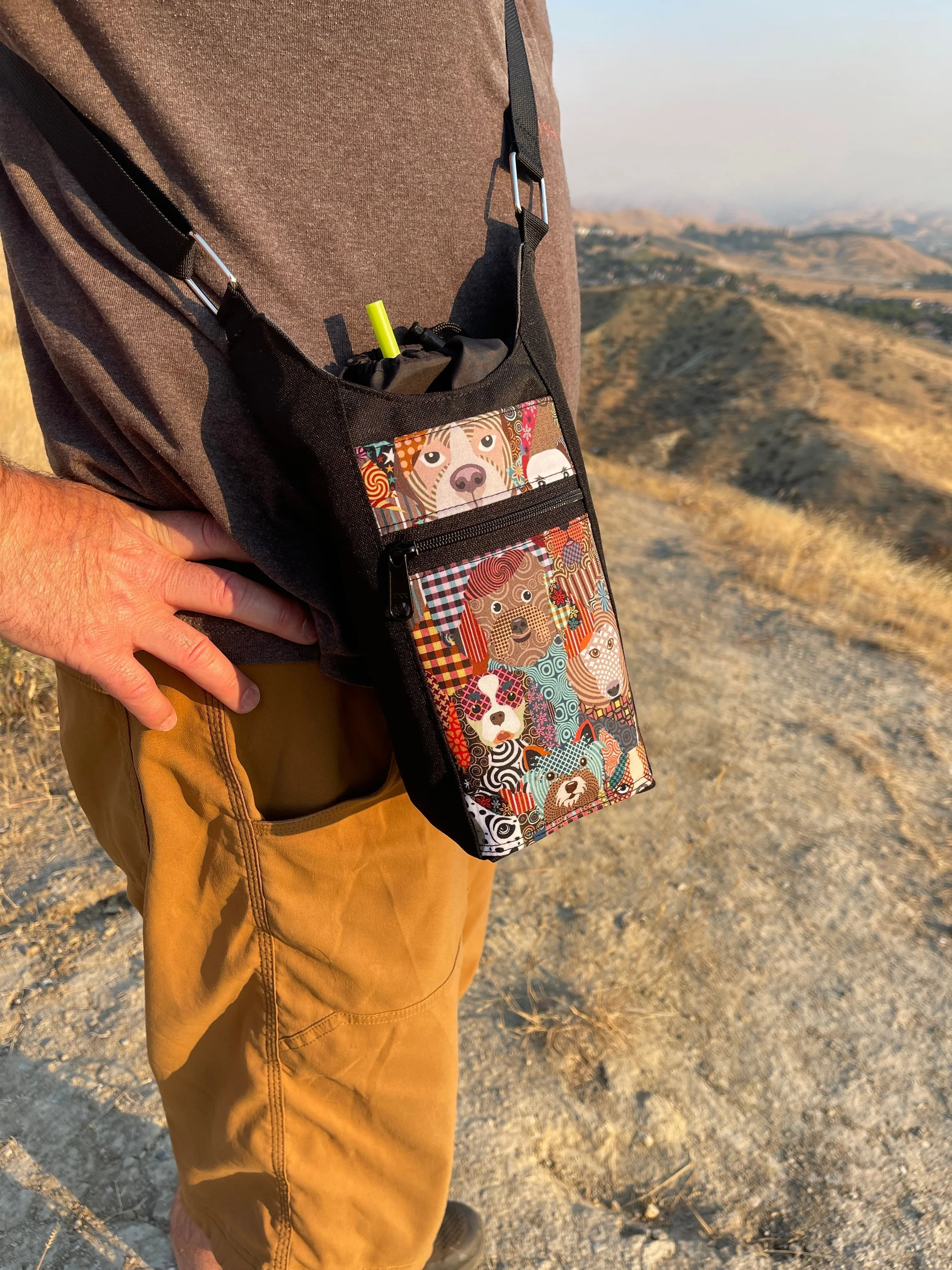 Water Bottle Crossbody Bag - Day Drinker - Groovy Garden Pocket