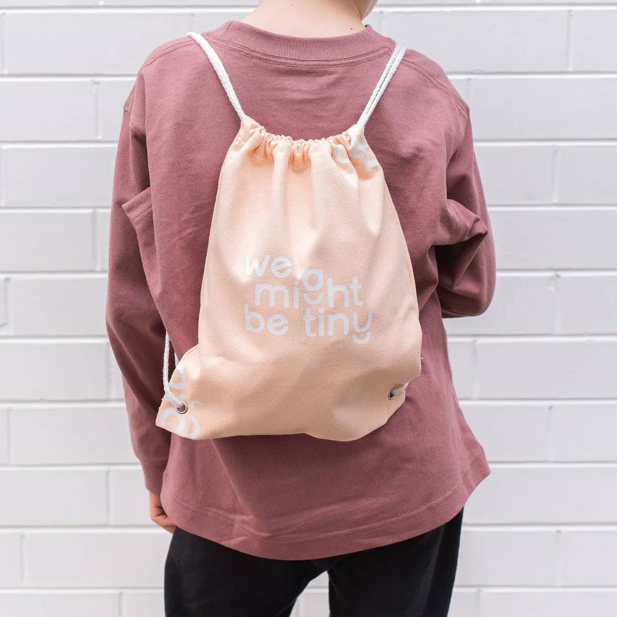 We Might Be Tiny Drawstring Bag - Tiny Peach 🍑 (limited edition)