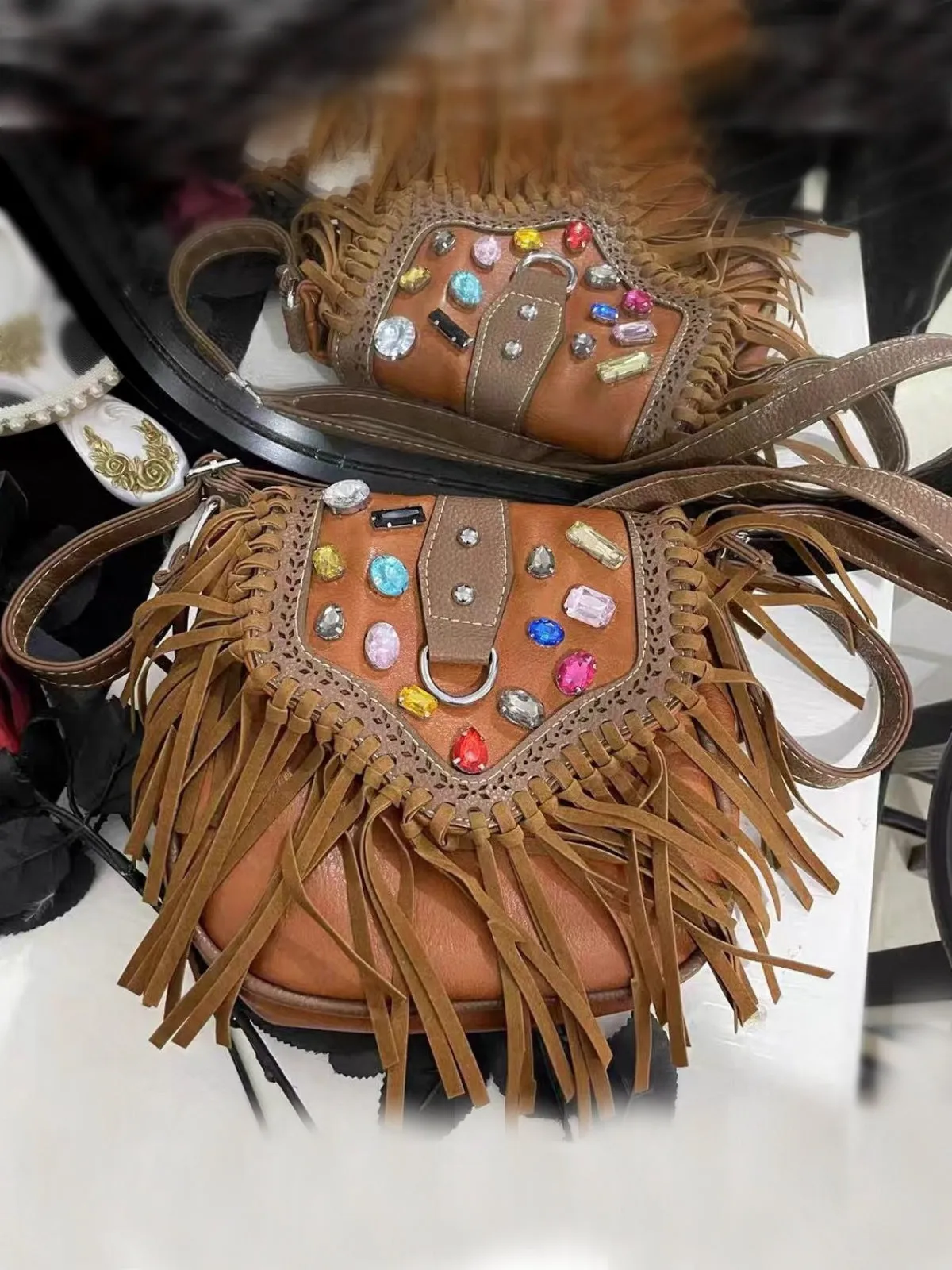 Western Story Fringe Crossbody Bag