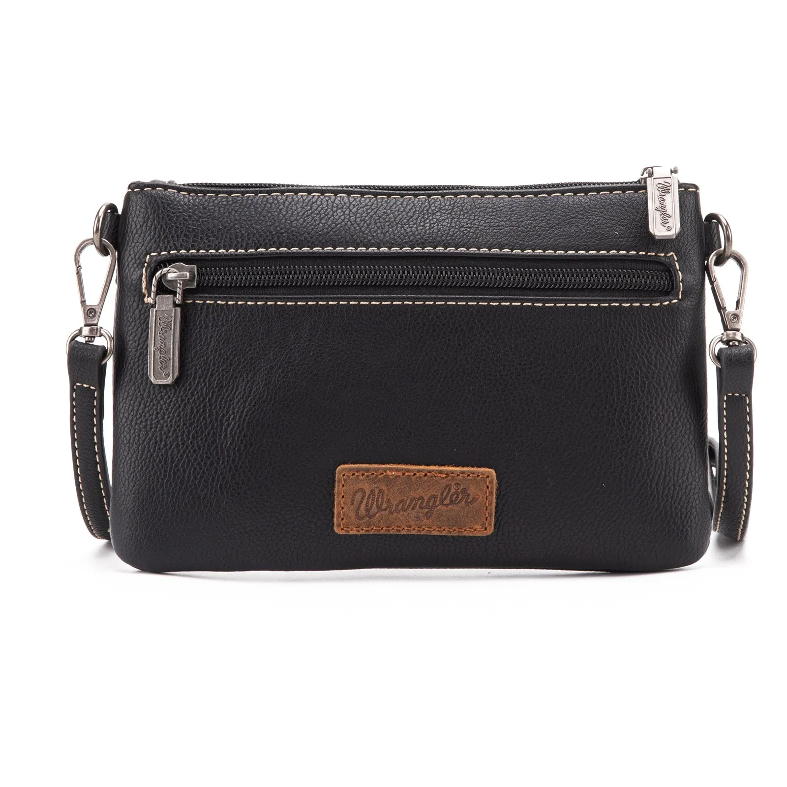 WG86-181 Wrangler Clutch/ Wristlet Crossbody Bag Collection - Black-Black