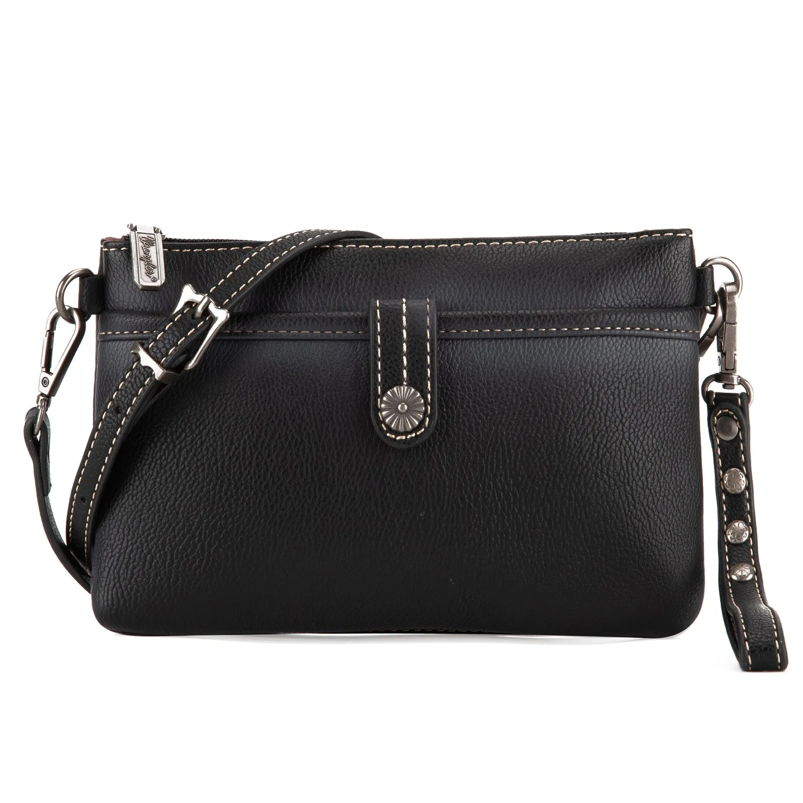 WG86-181 Wrangler Clutch/ Wristlet Crossbody Bag Collection - Black-Black