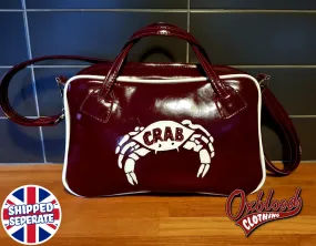 White & Burgundy Crab Records Handbag - CAROL Style - Hand-stitched Ska & Reggae Girl Bag