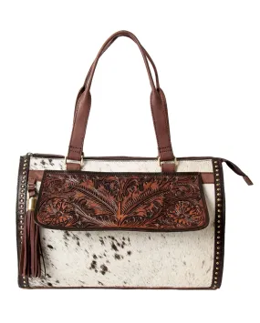 Women's Cowhide & Tooled Flap Shoulder Bag