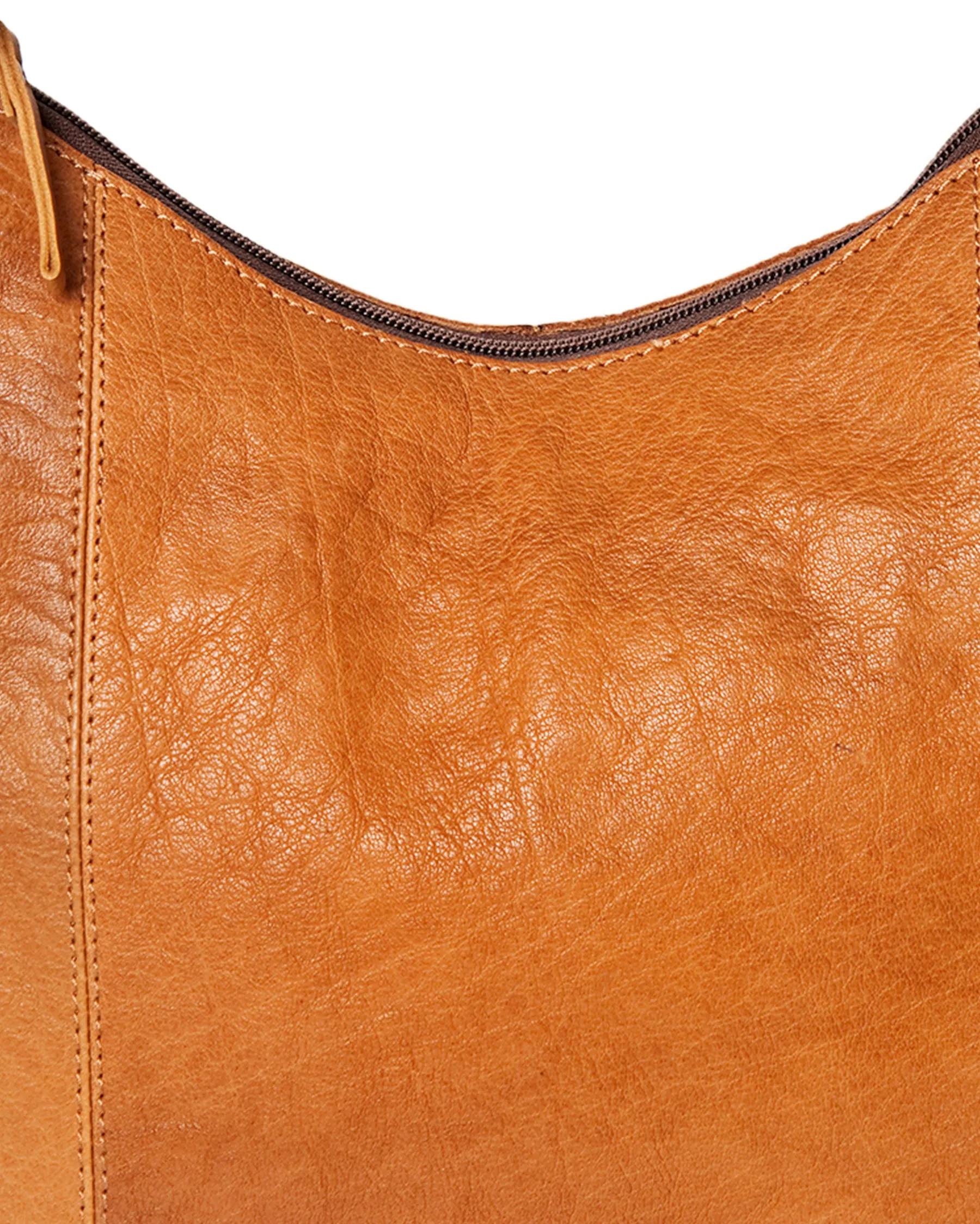 Women's Leather Tooled Strap Hobo Bag