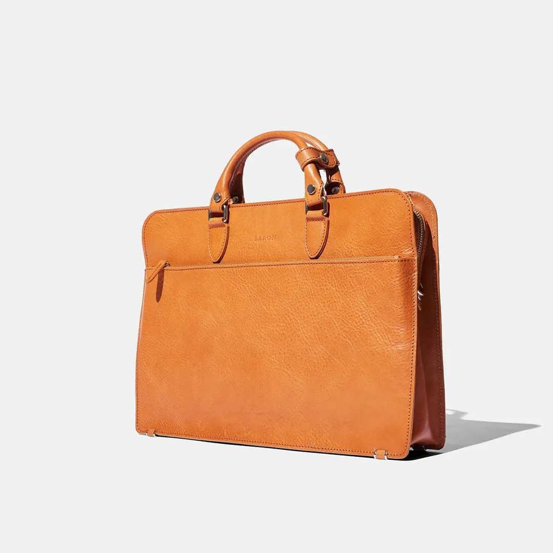 Zip Briefcase - Tan Grain Leather by Baron