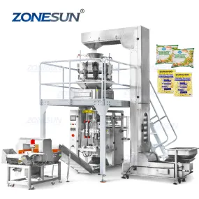 ZS-GW10 Automatic 10 Heads Biscuit Broccoli Granule Nuts Bag Vertical Form Weighing Filling Machine